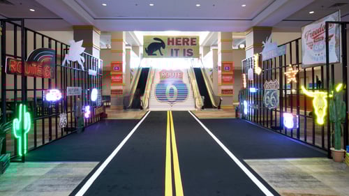 route 66 themed event entrance display