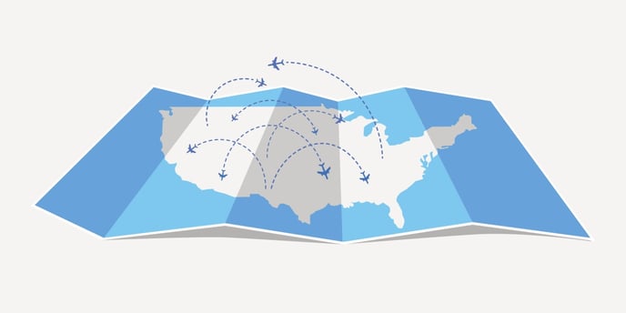 US Map with airplanes GettyImages-673598302