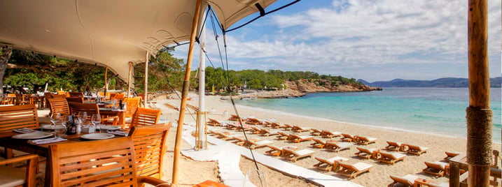 Ibiza, Spain, beach, water, restaurant