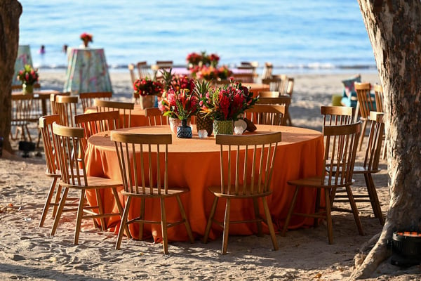 tables on a beach