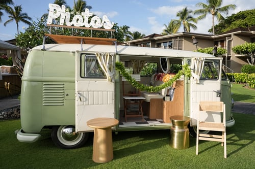 green van photo op set up